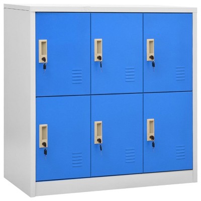 vidaXL Durable Storage Locker Cabinets - Modern Design, Made of Steel in Gray and Blue - Ideal for Schools, Offices - 35.4"x17.7"x36.4"