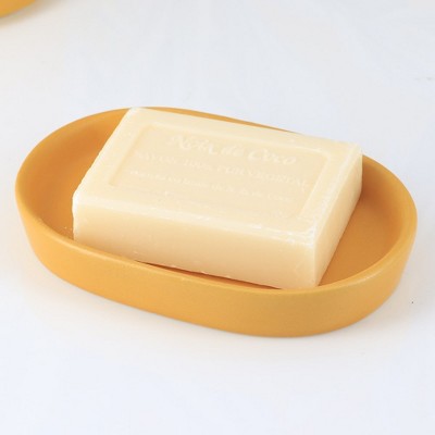 Evideco French Home Goods Elegant Stoneware Soap Dish – Oval Shape, Smooth Texture, Ideal for Bathrooms & Kitchens