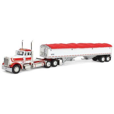1/64 White Red Peterbilt 379 Day Cab w/White Wilson Grain Trailer DCP 60-1989