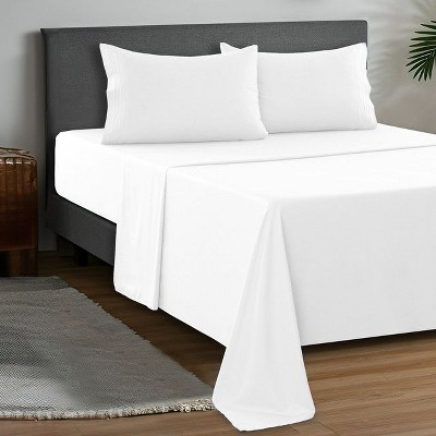 Solid 4 Piece Sheet Set Easy Care Ultra Soft Brushed Microfiber Bedding Deep Pocket Bed Sheets with Pillowcases  - Lux Decor Collection