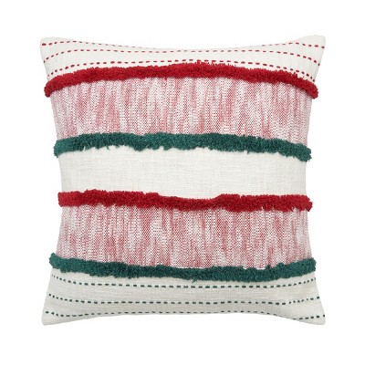 carol & frank Benn Striped Tufted Texture Cotton Decorative Throw Pillow, 20" x 20" With Insert