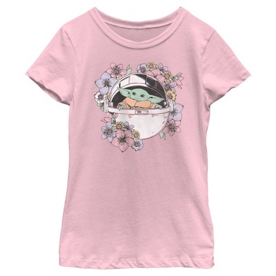 Girl's Star Wars: The Mandalorian The Child Floral Bassinet T-Shirt