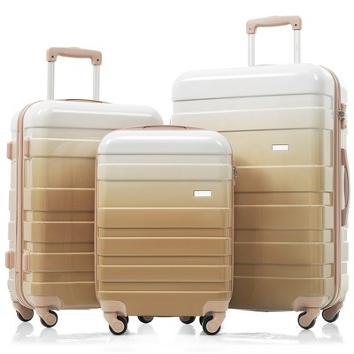 MOEPISY Luggage Sets New Model ABS Hardshell 3pcs Clearance Luggage Hardside Lightweight Durable Suitcase sets Tan