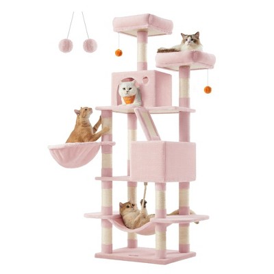 Feandrea 66.1/81.1"H Cat Tree Cat Tower for Indoor Cats, Plush Multi-Level Cat Condo with Scratching Posts, Perches, Caves, Hammock