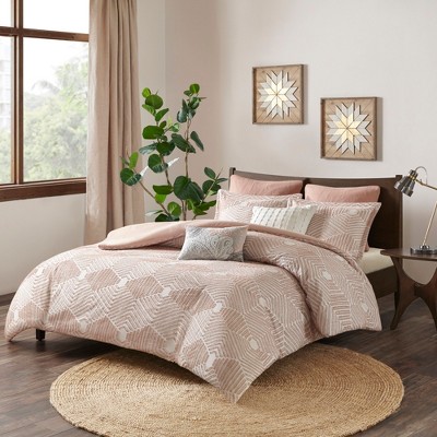 3 Pcs Elegant Geometric Cotton Duvet Set,All Season Jacquard Home Textile Cozy Bedding Set fits Lux Bedroom Decor,Matching Shams