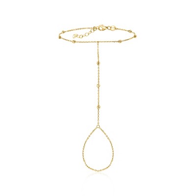 Pure Collection by Ross-Simons 14kt Yellow Gold Beaded Hand Chain Bracelet Size 7