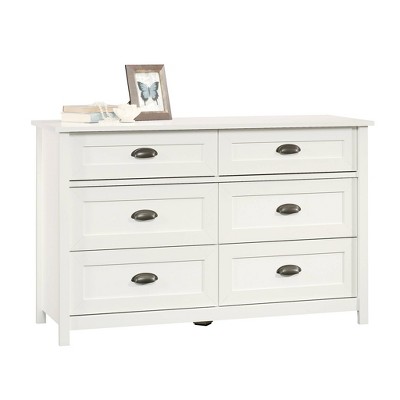 County Line Dresser Soft White - Sauder: 6-Drawer Storage, Horizontal Design, MDF Construction