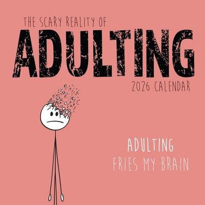 2026 Square Wall Calendar, The Scary Reality of Adulting, 16-Month Funny Corner Theme with 180 Stickers (12x12 In)