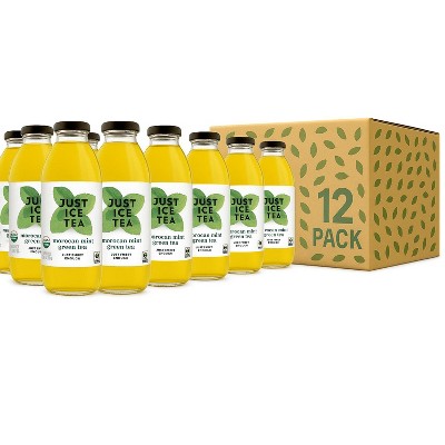 Just Ice Tea Organic Moroccan Mint Green Tea – 16 oz Glass Bottles (12-Pack) – Unsweetened Brewed Tea with Organic Ingredients – No Sugar,Just Tea