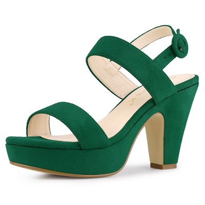 Allegra K Women's Slingback Platform Chunky High Heel Adjustable Buckle Strap Sandals