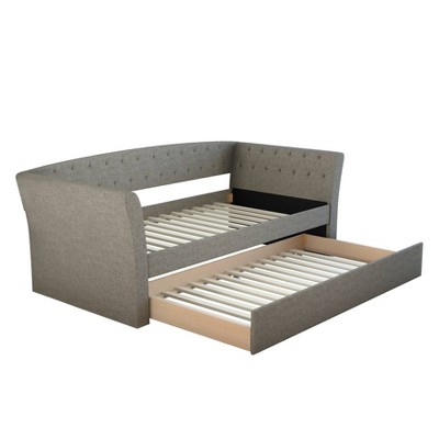 Twin Olivia Linen Upholstered Sofa Daybed with Trundle - Eco Dream