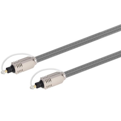 Monoprice Digital Optical Audio Cable - 75 Feet - Gray | Premium S/PDIF (Toslink) Heavy Duty Mesh Jacket, Metal Connector Heads, for Play Station,