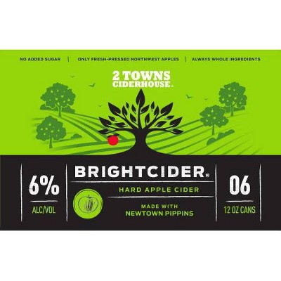 2 Towns Bright Cider - 6pk/12 fl oz Cans
