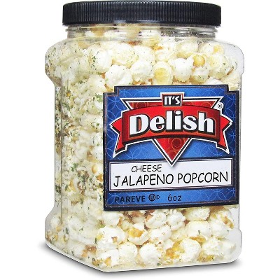Jalapeno Popcorn by It's Delish, Bulk 6 Oz Jumbo Container (Jar)