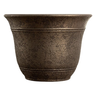 The HC Companies 13 Inch Sierra Round Nordic Traditional Durable Plastic Indoor Outdoor Home Planter Pot for Garden Plants and Flowers
