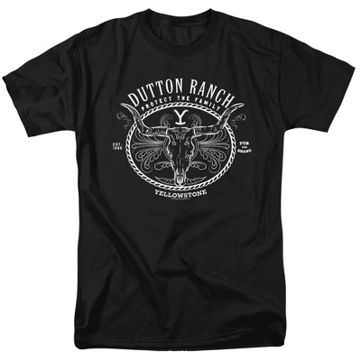 Yellowstone One Color Protect The Family White Adult T-Shirt Black