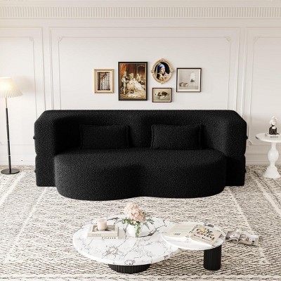 Sleeper Sofa Bed Modern Convertible Foam Couch with Pillows for Living Room Compact Design - 3irtyhousy