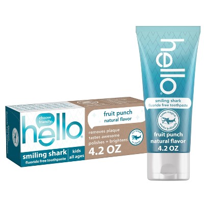 hello Kids' Smiling Shark Fruit Punch Flouride-Free Toothpaste - 4.2oz