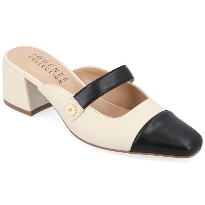 Journee Collection Women's Dalla Slip On Cap Toe Mule Pumps