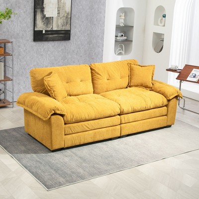 Sapphtopaz 84" Chenille Couches for Living Room 2-Seater Deep Seat Loveseat Comfy Sofa Couch with 2 Throw Pillows Cloud Couch Bed for Bedroom