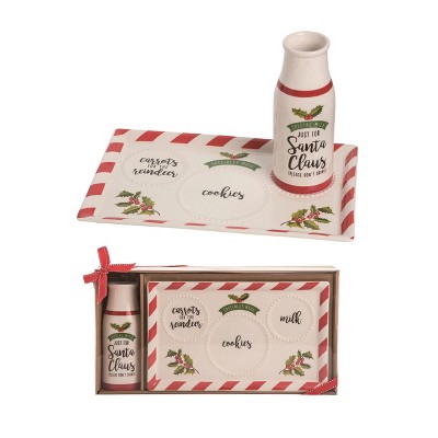 Transpac Dolomite 17.25 in Multicolor Christmas Santa Milk Cookie Carrot Plate Set of 2 Serving Platters
