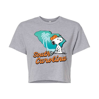 Women's - Peanuts - South Carolina Snoopy Golf Cropped Graphic T-Shirt