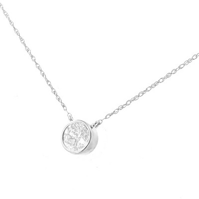 Haus of Brilliance 10K White Gold 1/5 Cttw Diamond Modern Bezel-Set Solitaire Pendant Necklace