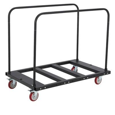 TROPOW Folding Table Cart, 1800LBS Capacity Heavy Duty Steel Table Dolly with 5" PU Swivel Wheels, Adjustable Drywall Dolly Cart with Locking System