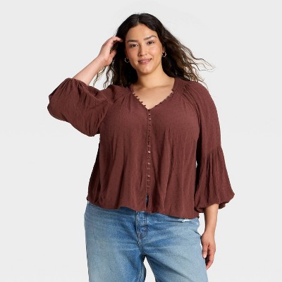 Women's Balloon Long Sleeve Button-Down Blouse - Universal Thread™