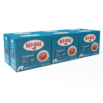 Red Rose Original Full Flavored Black Tea with 40 Tea Bags Per Box Pack of 6