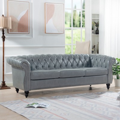 Dolonm 84 " Modern Long Sofa, PU Material 3 Person Sofa,Suitable, for Living Room