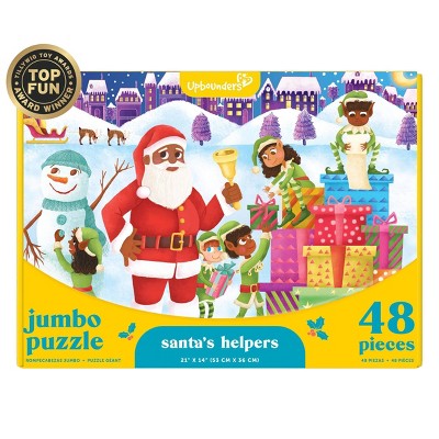 Santa's Helpers Kids' Jumbo Puzzle featuring Joyful Santa - 48pc