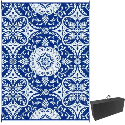 Outsunny RV Mat, Outdoor Patio Rug / Large Camping Carpet with Carrying Bag, Waterproof Plastic Straw, 9' x 12', Reversible