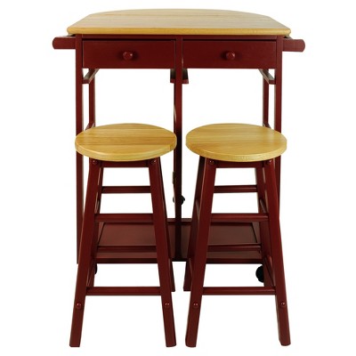 Breakfast Cart with Drop Leaf Table & Stool Set - Flora Home