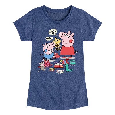 Girls' - Peppa Pig - George Playing with Toys Fitted Short Sleeve Graphic T-Shirt