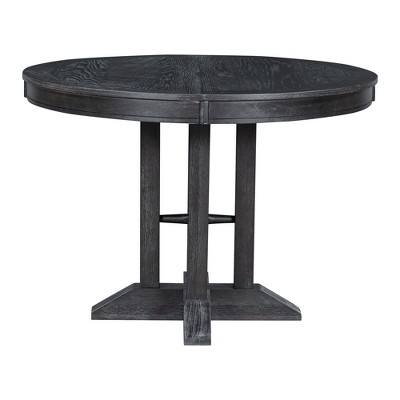 NicBex Farmhouse Extendable Round Dining Table with 14" Leaf for 4 to 6,Space-Saving