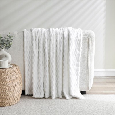 Kate Aurora Leylani Ultra Soft & Plush Luxurious Accent Throw Blanket - 50 in. W x 60 in. L - White