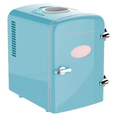 Frigidaire® 6+1-Can 48-Watt Retro Mini Portable Fridge with Top-Mounted Active-Cooling Can Holder