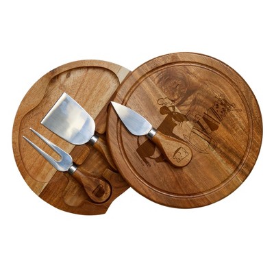 Toscana Ratatouille Acacia Brie Cheese Cutting Charcuterie Board and Tools Set