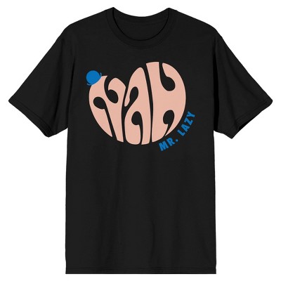 Mr. Men And Little Miss Classic Nah Me Lazy Crew Neck Short Sleeve Men's Black T-shirt