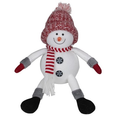 Northlight Sitting Winter Snowman Christmas Decoration - 16" - Red and White