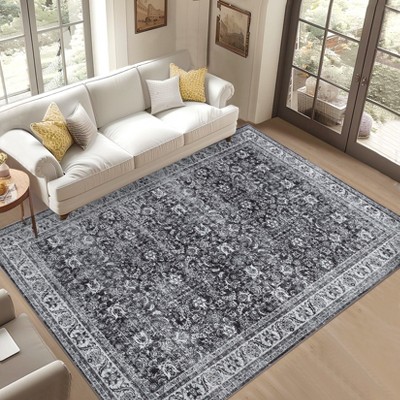 Soft Vintage Large Bedroom Area Rug, Boho Farmhouse Non-Slip Washable Indoor Rugs for Living Room Dining Room
