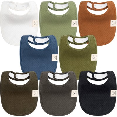 KeaBabies 8pk Organic Quin Baby Bibs for Drooling and Teething Toddler Boys, Cotton Drool Bibs for Newborn Baby Girls