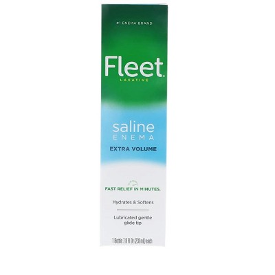 Fleet Laxative Saline Enema Extra Volume Lubricated Gentle Glide Tip, 7.8 oz