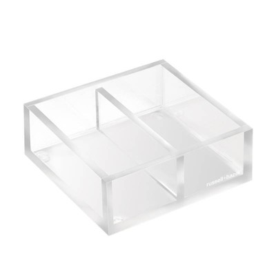 RUSSELL + HAZEL Acrylic Twin Bloc: Clear Desk Organizer & Holder, Acrylic Desk Tool Holder, 4.5" x 4.5" x 2"