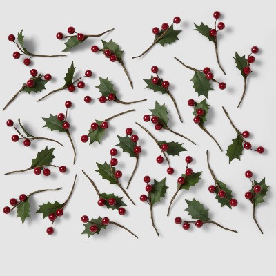 30ct Red Berries Christmas Sprigs - Wondershop™: Holly Gift Tie-Ons, Multicolor Decoration
