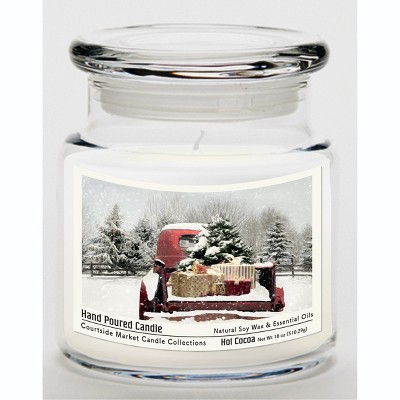 Courtside Market Red Christmas Truck Hot Cocoa 18oz Soy Wax Candle Glass Jar & Lid