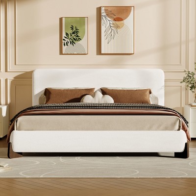 Christopher Knight Home Marry White Boucle Upholstered Wood Bed
