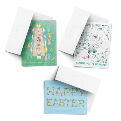 Easter/Spring Assorted Greeting Card Pack (3ct) "All About The Peeps, Peeps, Easter Carrots" by Ramus & Co