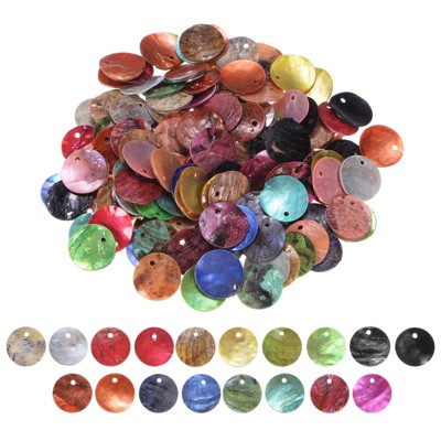 Unique Bargains Jewelry Making Natural Color DIY Shell Loose Beads 15 mm Colorful Mixed Colors 150 Pcs